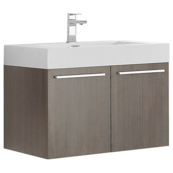 Fresca Vista 30" Integrated Sink Modern Wood Bathroom Cabinet in Gray Oak