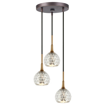 Woodbridge Lighting Bristol LED, Mercury Crystal Ball, 3-Light Cluster Pendant