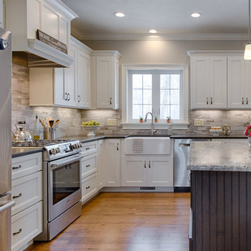 Black Pearl leather granite and silver cloud island