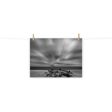 Black And White Seaside Prints: Windy Beach Landscape Unframed Wall Art, 18" X 24"