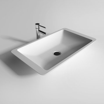 Legion Furniture 23.6" White Matt Solid Surface Bowl - No Faucet