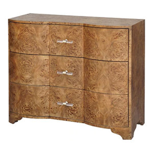 Worlds Away Plymouth Burl Wood 3 Drawer Dresser Rustic Accent