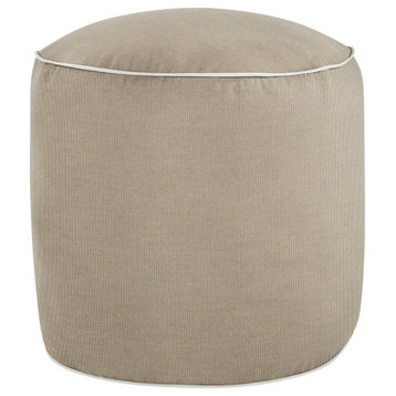 Canvas Taupe Indoor/Outdoor Round Bean Pouf, Canvas Taupe, 20, X 20, X 18"