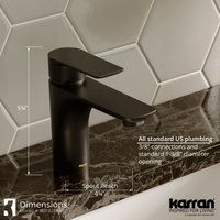 Karran KBF420 1-Hole 1-Handle Basin Faucet With Pop-up Drain, Matte Black