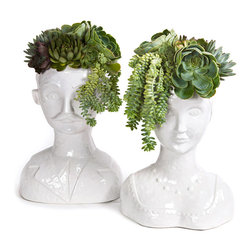 Male and Female Bust Planters - Vases