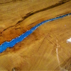 Epoxy River Table - Natural Edge Maple Slab - 3D Color - Furniture