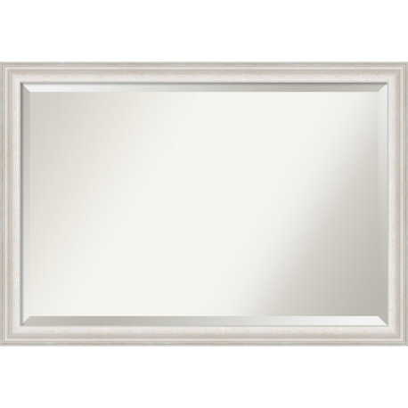 Trio White Wash Silver Beveled Bathroom Wall Mirror - 40.5 x 28.5 in.