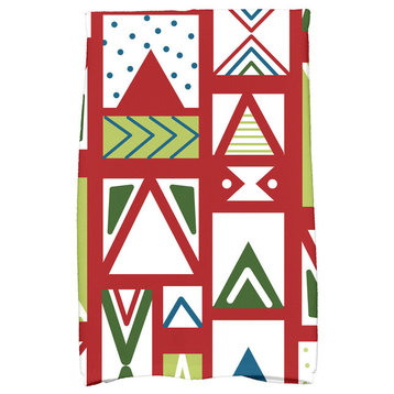 Merry Susan Holiday Geometric Print Kitchen Towel, Red