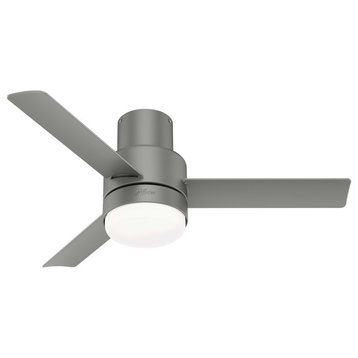 Hunter 44" Gilmour Matte Silver Low Profile Damp Rated Ceiling Fan and LED Light