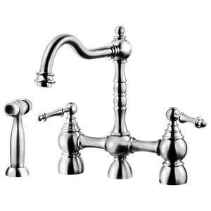 Two Handle Kitchen Faucet Side Sprayer Traditional Kitchen