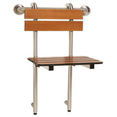 Home Aesthetics 36 ADA Compliant Shower Seat Teak Wood Folding Bench Wall Mounted Coated Modern