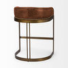 Hollyfield Medium Brown Genuine Leather Seat with Gold Metal Frame Counter Stool