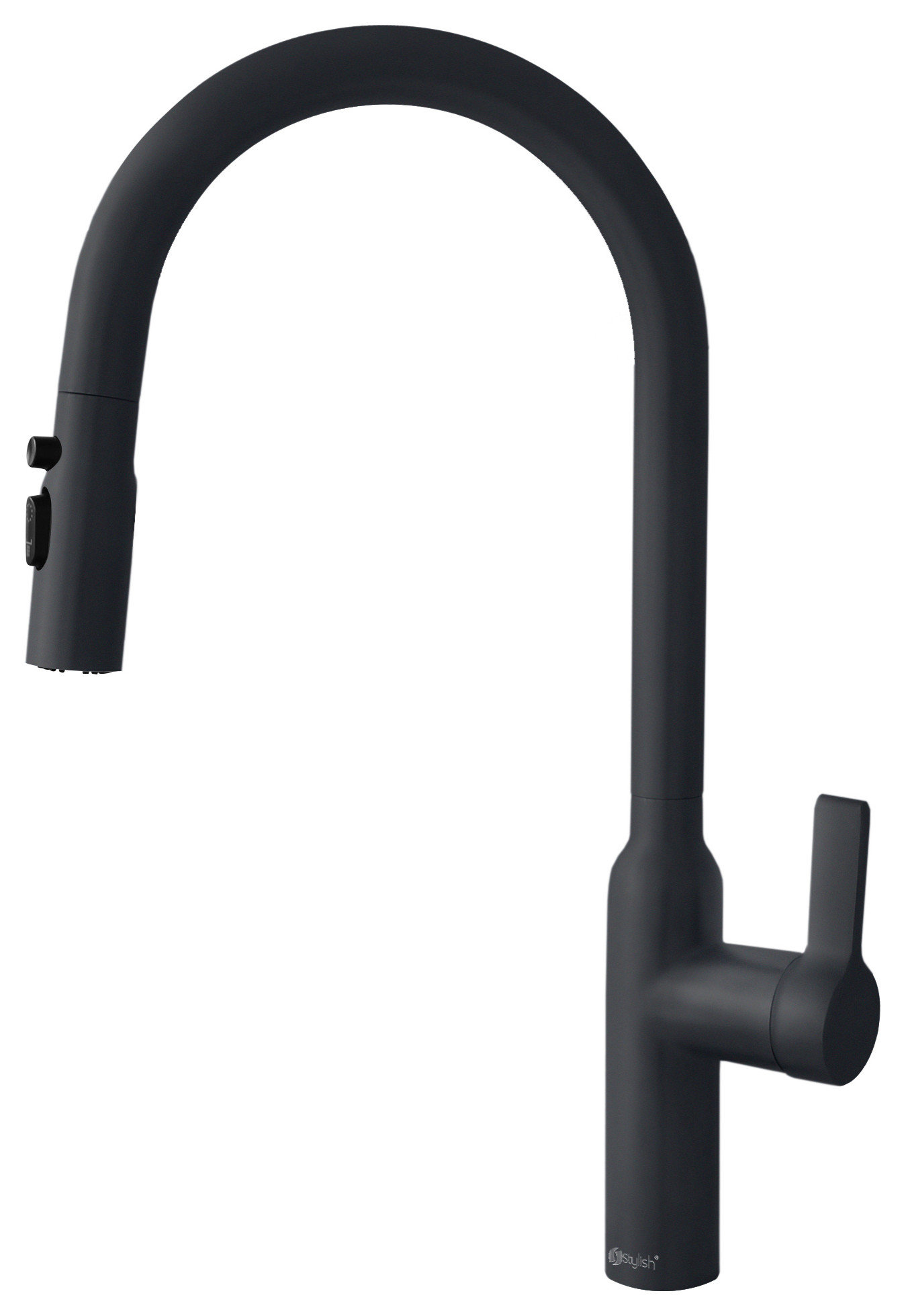 STYLISH Napoli Single Handle Matte Black Pull Down Kitchen Faucet