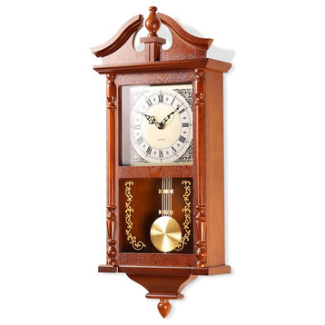 25IN Grandfather Vintage Wall Clock with Pendulum and Chime