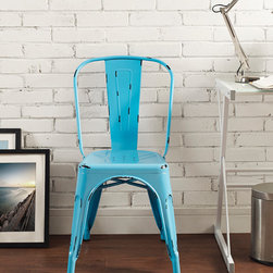 Metal Cafe Chair - Blue - Dining Chairs