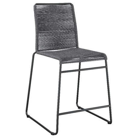 Coaster Metal Counter Height Stools with Footrest in Charcoal