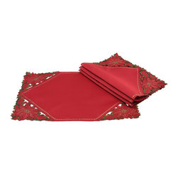 Xia Home Fashions - Holiday Spirit Embroidered Cutwork Placemats, 14"x20", Set of 4 - Placemats