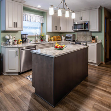 Two Tone Kitchen with Irish Creme Cabinets and Rustic Dockside Island