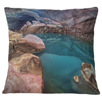 Beautiful Turquoise Melt Pool Landscape Printed Throw Pillow, 16"x16"