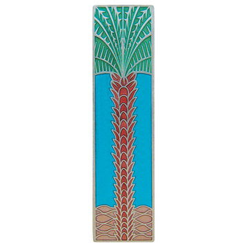Royal Palm Pull Antique Brass Vertical, Brilliant Pewter (Enameled)