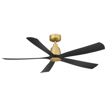 Fanimation Kute5 52" Ceiling Fan, Brushed Satin Brass With Black Blades
