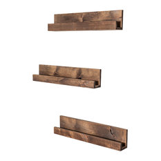 Floating Nursery Bookshelves, Walnut, Stain, Set of 3