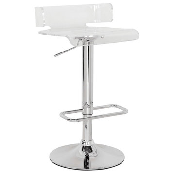 15"x16"x26" Clear And Chrome Swivel Adjustable Stool