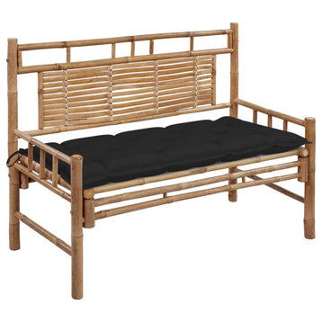 vidaXL Garden Bench with Cushion 47.2" Bamboo Patio Outdoor Lounge Seating