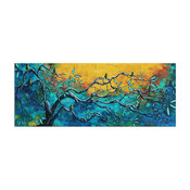 Dream Watchers, Whimsical Tree & Birds Sunset Painting, Giclee on Metal