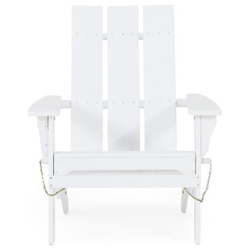 Arian Outdoor Acacia Wood Foldable Adirondack Chair, White
