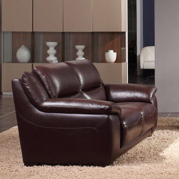 Leroy Transitional Brown Top Grain Leather Loveseat - $2000.40