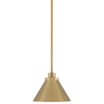 Odyssey Stem Hung Pendant, New Age Brass Finish, 7" New Age Brass Metal Shade