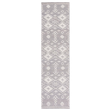 Safavieh Kilim Klm851F Moroccan Rug, Gray/Ivory, 2'3"x9'