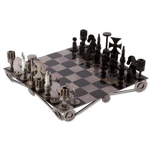 Handcrafted Rustic Metal Restoration Parts Chess Set Warriors Pieces Vintage New 