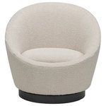 Liang & Eimil - White Boucl√© Swivel Occasional Chair | Liang & Eimil Ekte - An eye-catching shape and textured fabric make this stylish swivel chair a marvel for the modern home. Seductively shaped to provide an immersive experience with the backrest forming one with the arms. Offering both style and substance in equal measure, the modern yet soft qualities of this chair are guaranteed to impress.