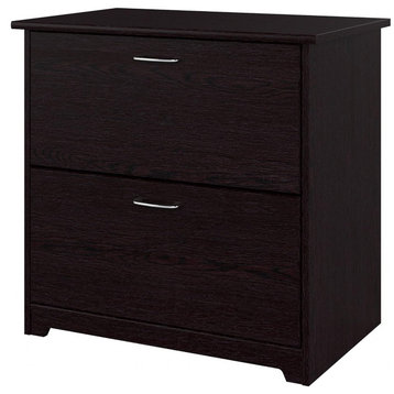 Filing Cabinet, Wooden Frame With Pull Handles and 2 Drawers, Espresso Oak