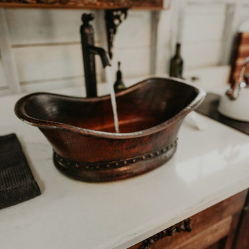 20" Bath Tub Vessel Hammered Copper Sink (VBT20DB)