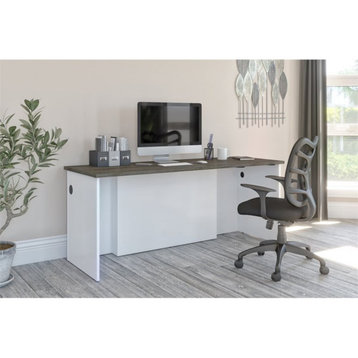 Bestar Norma 71" Desk Shell in Walnut Gray and White