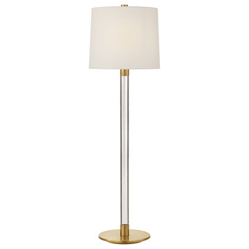 Riga Table Lamp, 1-Light, Crystal & Hand-Rubbed Antique Brass, Linen Shade, 33"H