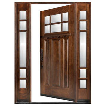 Exterior Front Wood Door M31 1D+2SL 12"-36"x80", Right Hand Swing In