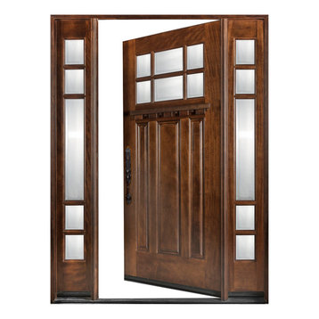Exterior Front Wood Door M31 1D+2SL 12"-36"x80", Right Hand Swing In