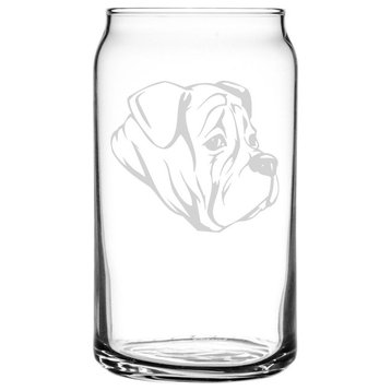 Olde English Bulldogge Dog Themed Etched All Purpose 16oz. Libbey Can Glass