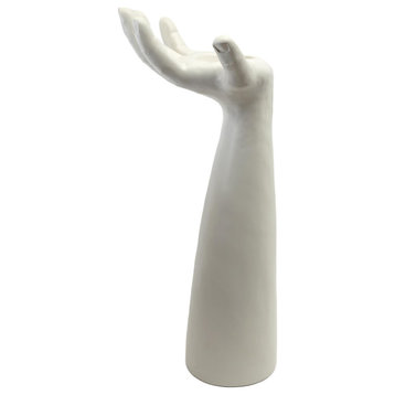 Elegant Arm Hand Pedestal Pillar Candle Holder White Ceramic Sculpture 29"