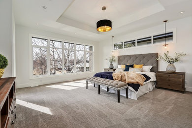 Example of a transitional bedroom design in Calgary