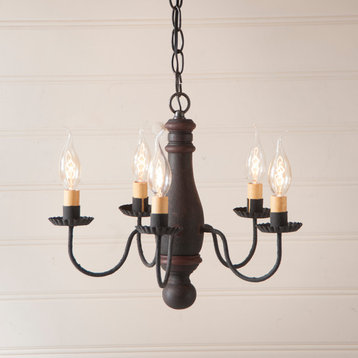 Bed And Breakfast Chandelier, Hartford Black With Red Stripe