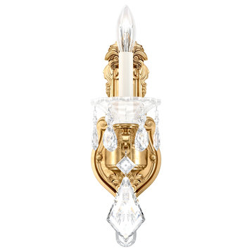 Schonbek 5069-22, 1 Light Crystal Sconce In Heirloom Gold