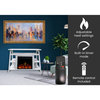 32" Industrial Chic Electric Fireplace Heater, Deep Log Display, White/White