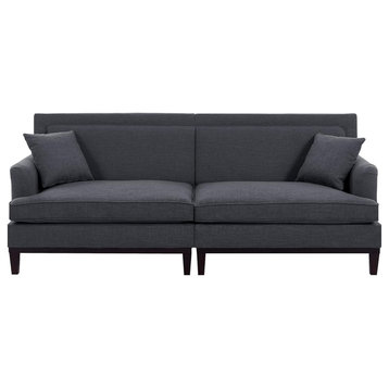 Traditional Sofa, Sturdy Hardwood Frame With Oversized Cushioned Seat, Gray