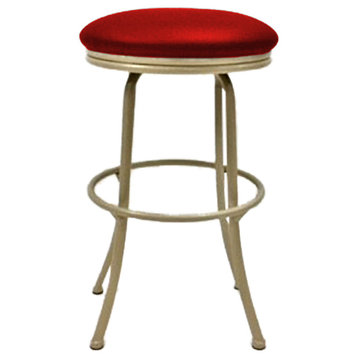 Peyton Fire Red 26inch Counter Height Beige Frame Swivel Bar Stool