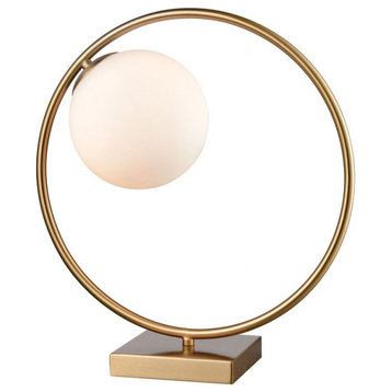 -Modern/Contemporary Style-Glass and Metal 1 Light Round Table Lamp-15 Inches